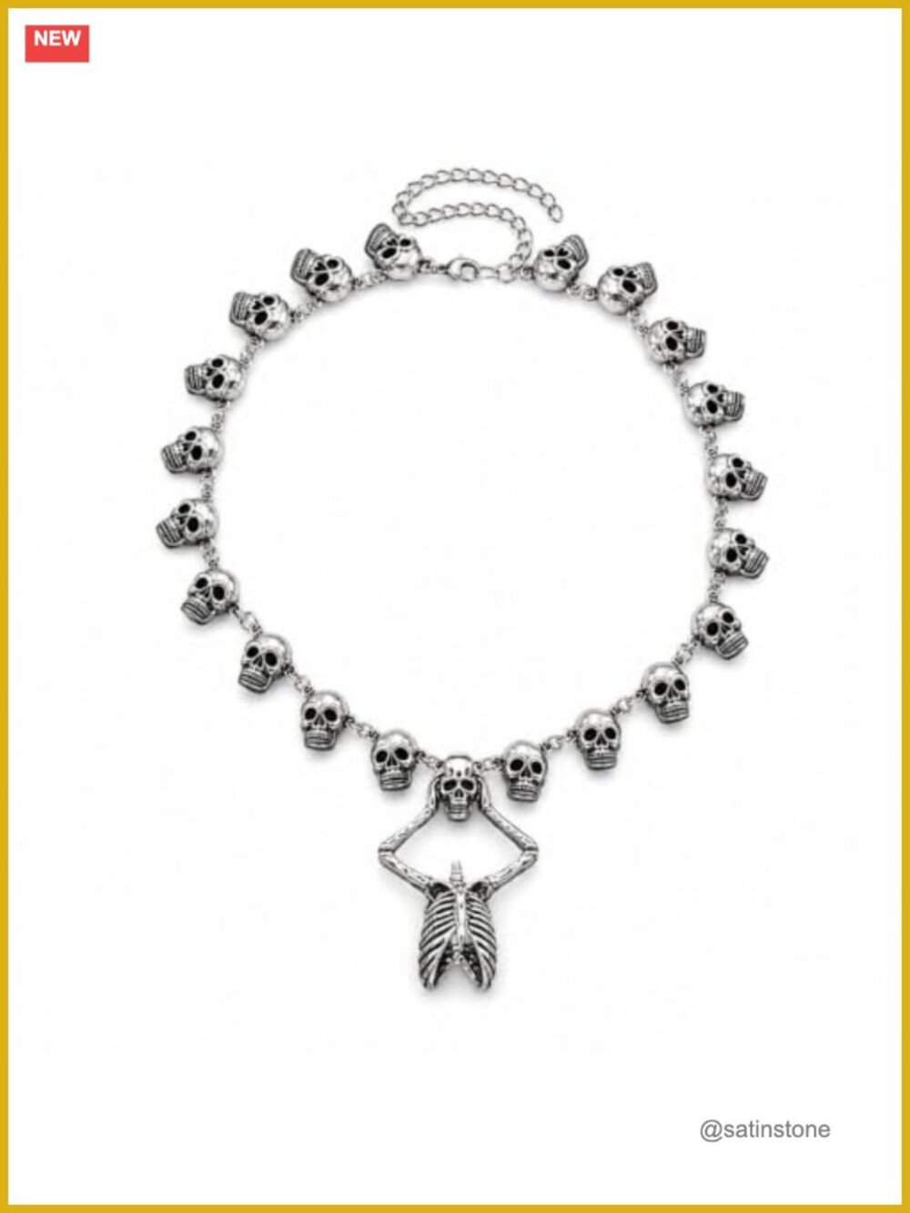 Skull Statement Necklace Gothic Halloween Skeleton Pendant Jewelry